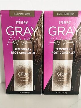 2 Packs of Gray Away Temporary Root Concealer - Black/Dark Brown